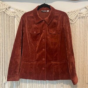 Vintage Corduroy Fall Autumn Burnt Orangish/Red Jacket 70’s Vibe Sz L
